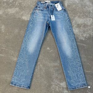NWT Levi’s x Beyonce 501 Curve Jeans in Western Crystal - Dark Wash